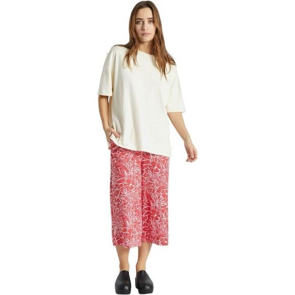 Brixton Aloha Red Indo Linen Wide Leg Pant Size S NWT Vacation Beachy Botanical - Picture 2 of 15